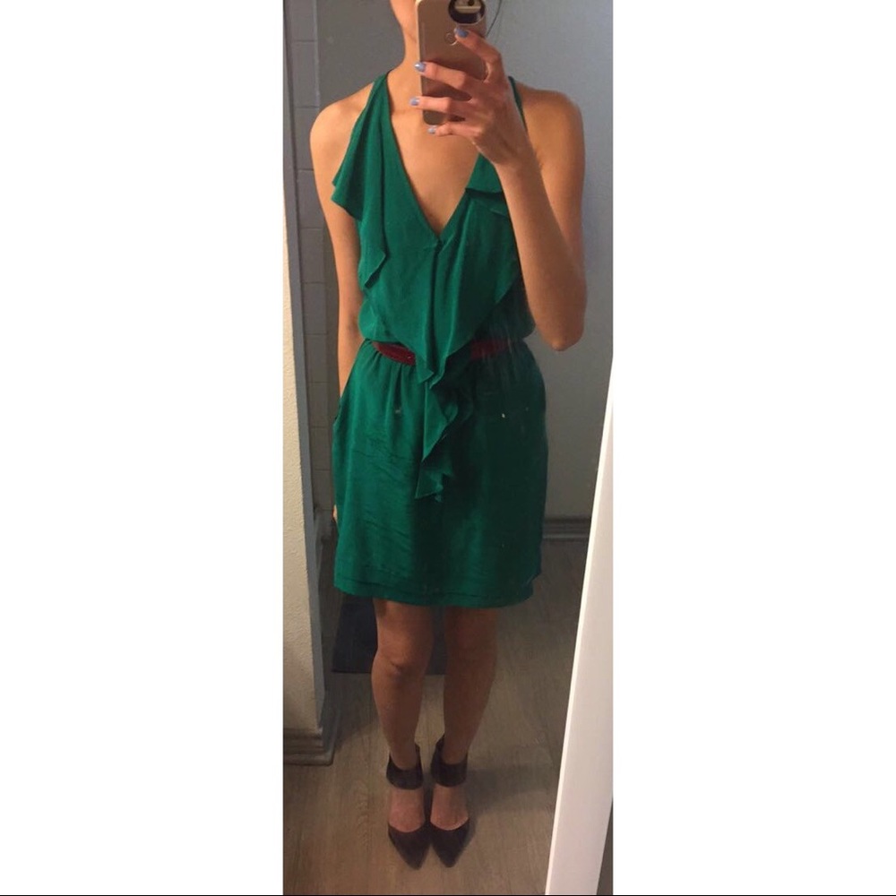 Saks 548 Kelly Green Ruffle Dress